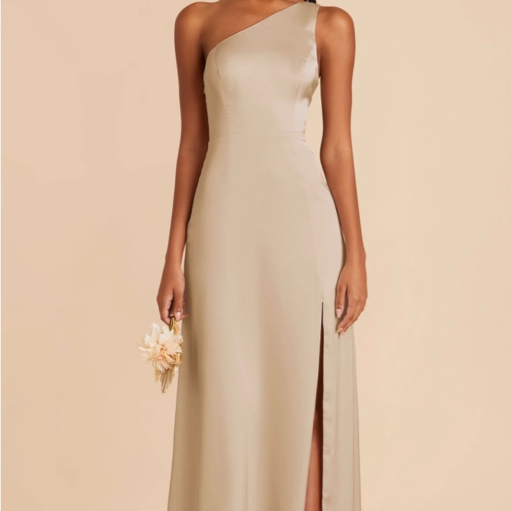 Birdy Grey One-Shoulder Cream Evening Gown